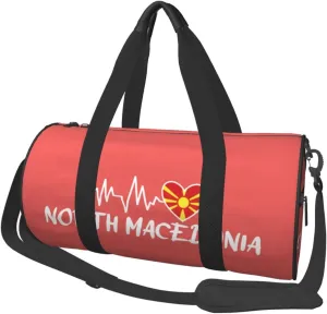 North Macedonia Heartbeat Duffel Bag Gym Bag Travel Sports Tote Large Foldable Beach Swim Yoga9