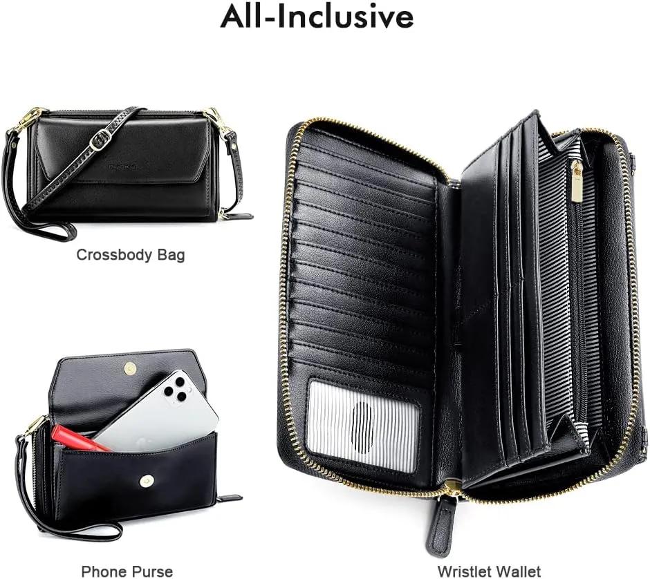 nuoku Wallets for Women Credit Card Slots with RFID Blocking Large Capacity Wristlet