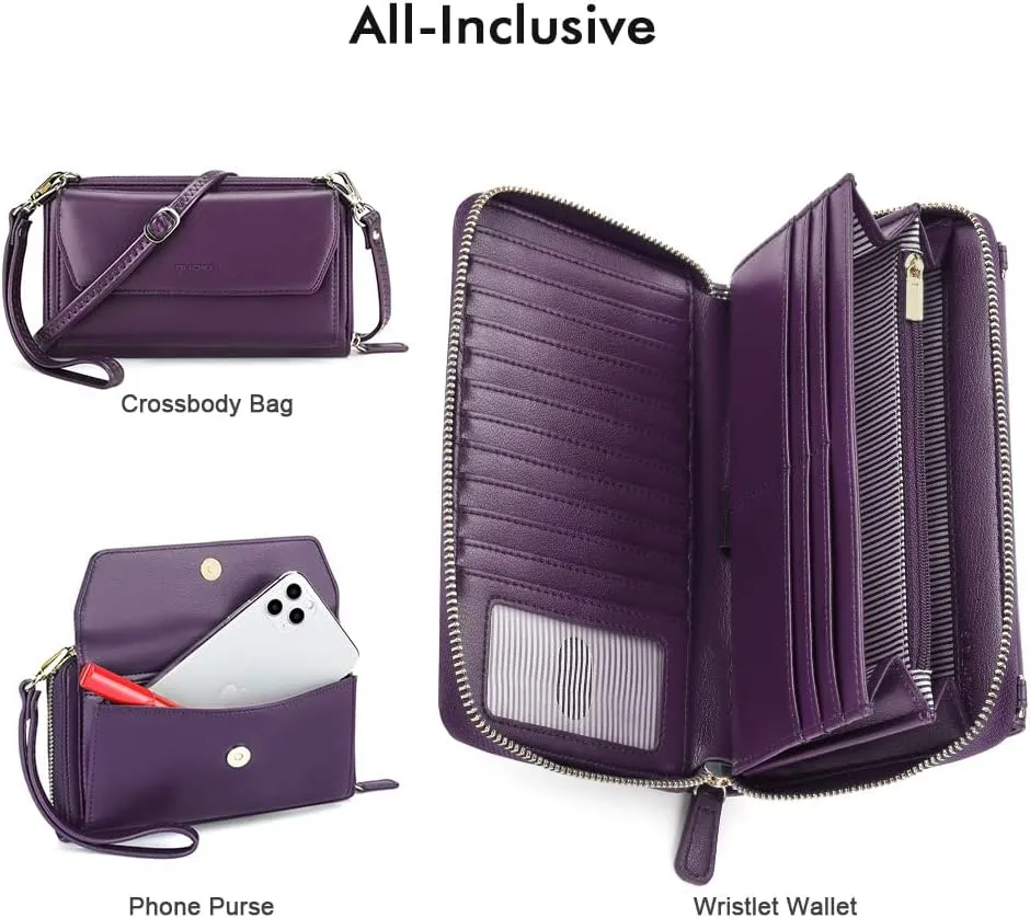 nuoku Wallets for Women Credit Card Slots with RFID Blocking Large Capacity Wristlet