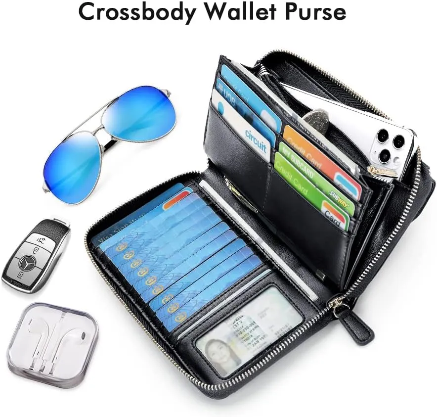 nuoku Wallets for Women Credit Card Slots with RFID Blocking Large Capacity Wristlet