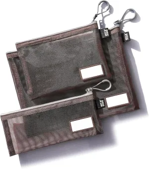 Nylon Zipper Pouch Set with Name Tabs - Mesh Bags for Makeup & Diaper Storage