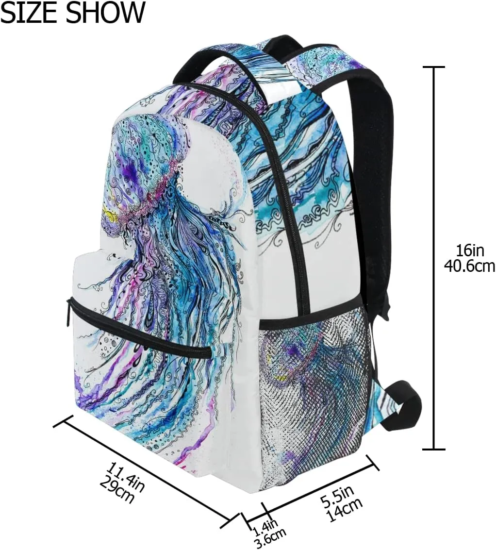 Ocean Jellyfish School Backpack Bookbag for Boys Girls Teens Casual Travel Bag Computer Laptop Daypack