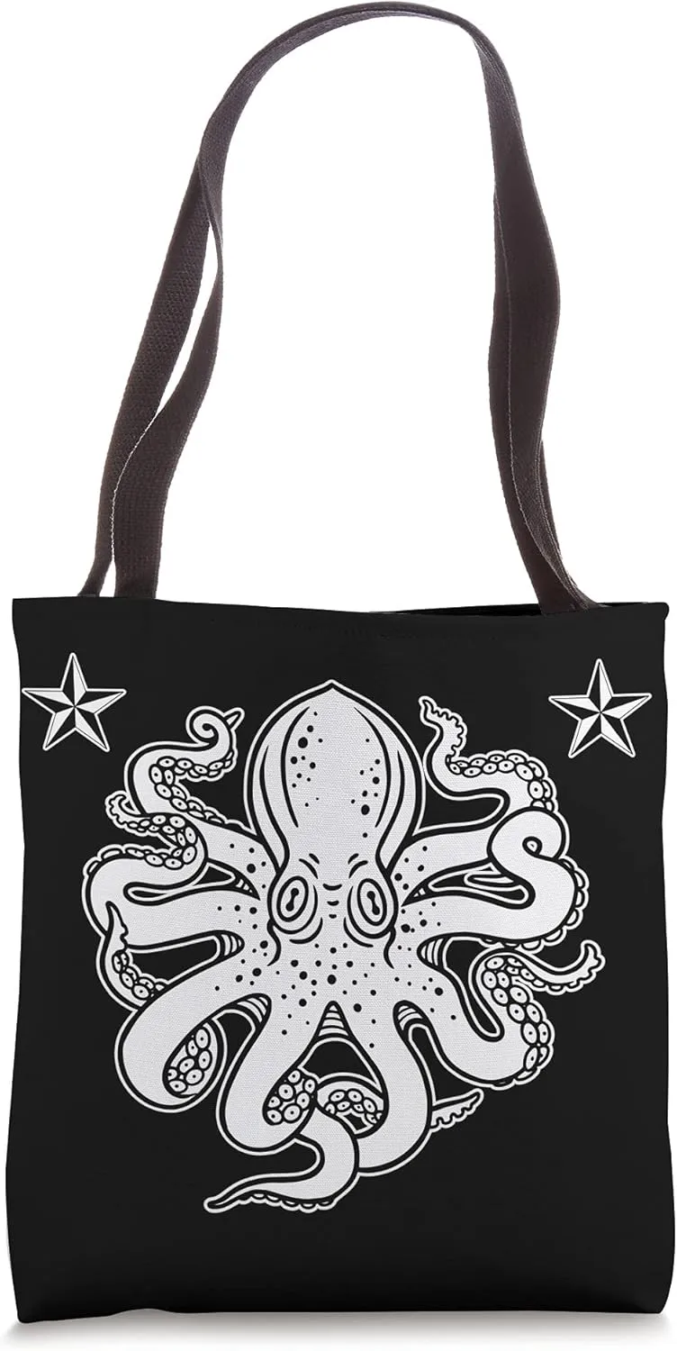 Octopus American Traditional Tattoo Flash Tote Bag