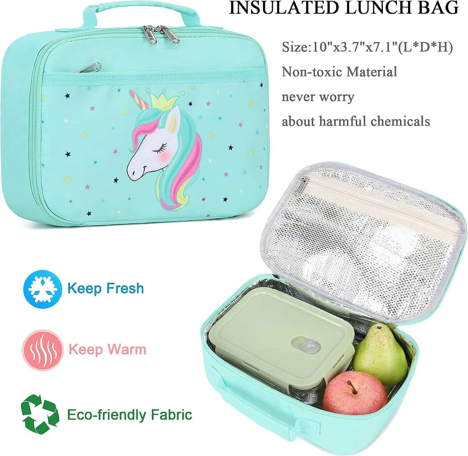 Octsky Unicorn Backpack for Girls, Kids Preschool Backpacks Cute Lightweight With Chest Strap and Lunchbox (Unicorn-Purple)