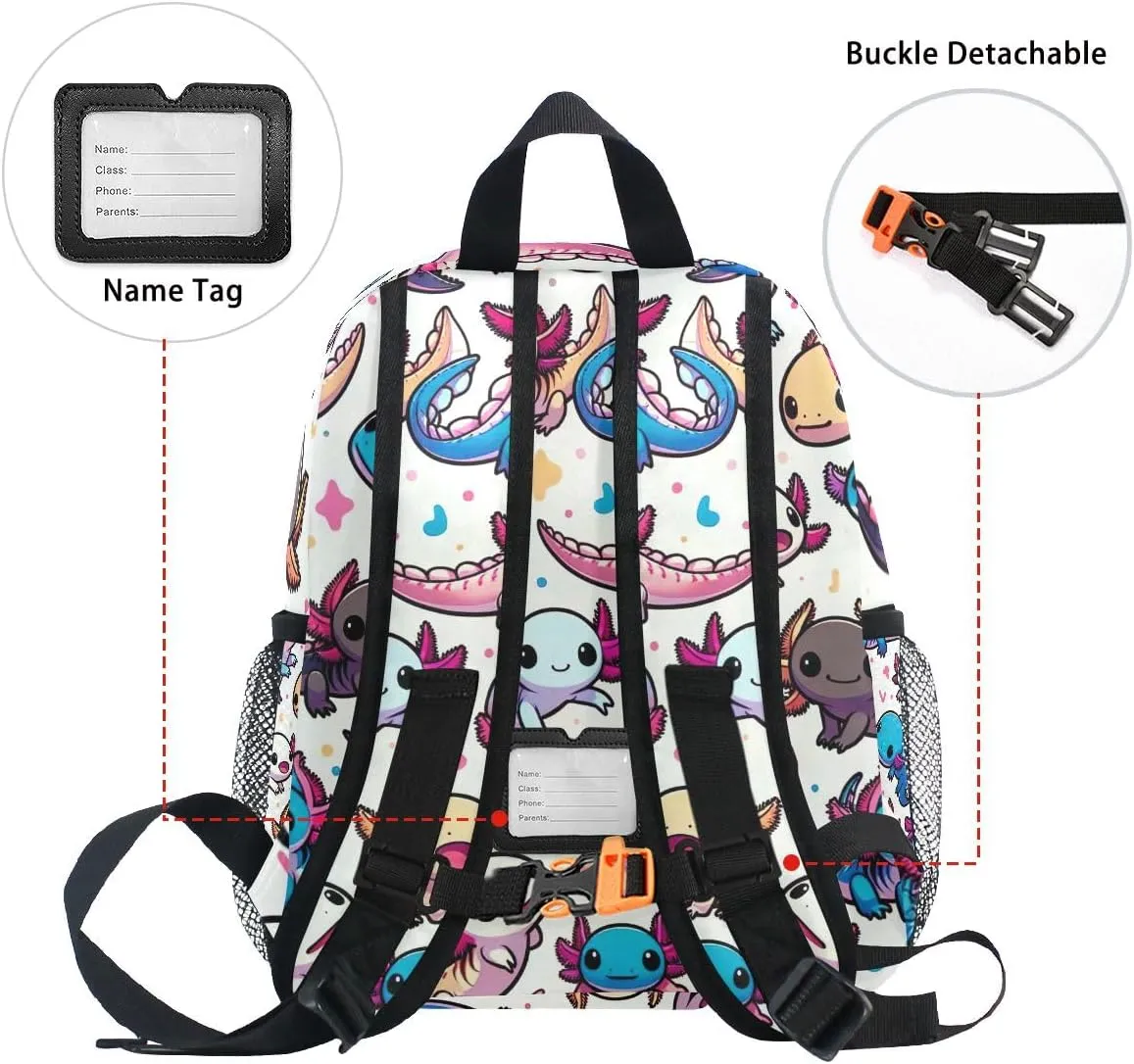 ODAWA Custom Axolotl Cartoon Cute Girls Backpack for Kids 6-8 Personalized Name on Toddler Backpack for Boys