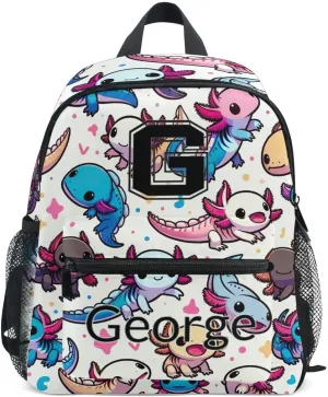 ODAWA Custom Axolotl Cartoon Cute Girls Backpack for Kids 6-8 Personalized Name on Toddler Backpack for Boys