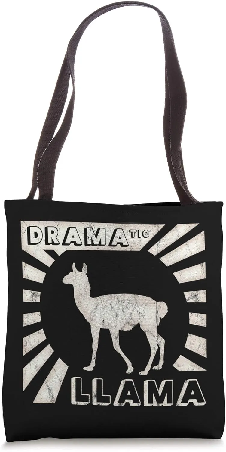 Old School 90s Artwork | Retro Dramatic Llama Silhouette Tote Bag