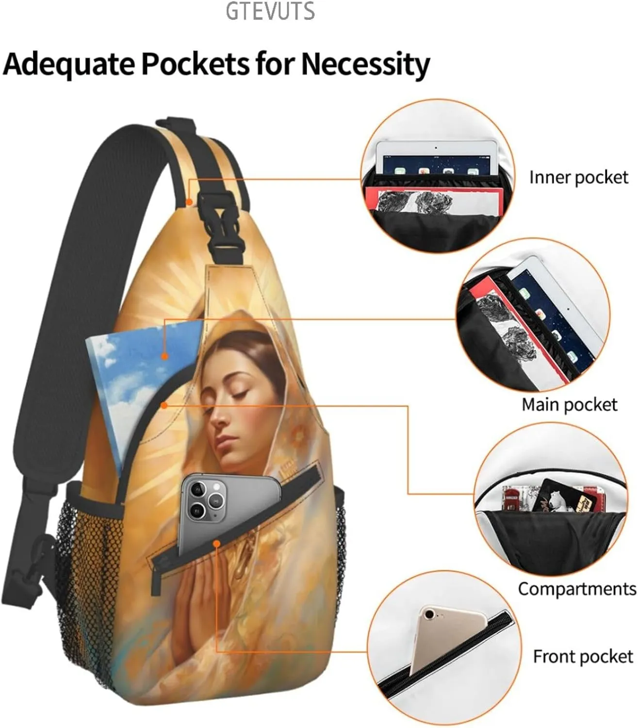 Our Lady Of Guadalupe Sling Backpack Chest Bag Crossbody Shoulder Bag Gym Cycling Travel Hiking Daypack For Men Women