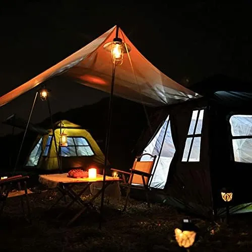 Outdoor Double Pop Up Tents for Camping, 4-Person Instant Blackout Tents for Family with Vestibule and Rainfly, 4 Season Lightweight Family Bell Tents, Easy to Assemble (Black 240*