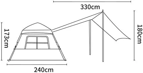 Outdoor Double Pop Up Tents for Camping, 4-Person Instant Blackout Tents for Family with Vestibule and Rainfly, 4 Season Lightweight Family Bell Tents, Easy to Assemble (Black 240*