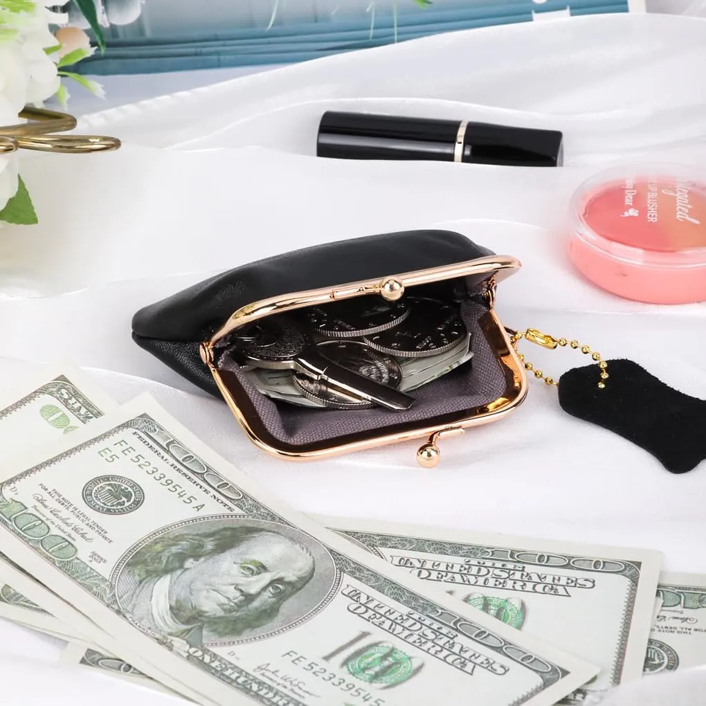 Oyachic Leather Coin Purse,Cash Holder,Cable Makeup Organizer,Change Pouch,Wallet,Bag Clutch with Clasp for Men Women (Black)