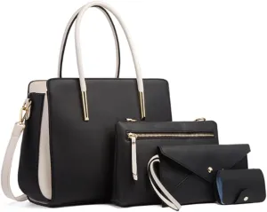 Pahajim Womens Purses and Handbags Set 4pcs Satchel Bags Tote Bags Shoulder Bags Tote Purses for Women