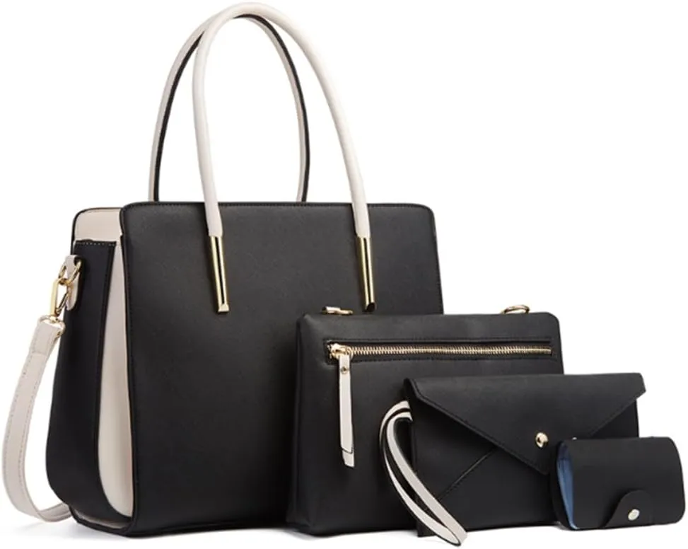 Pahajim Womens Purses and Handbags Set 4pcs Satchel Bags Tote Bags Shoulder Bags Tote Purses for Women