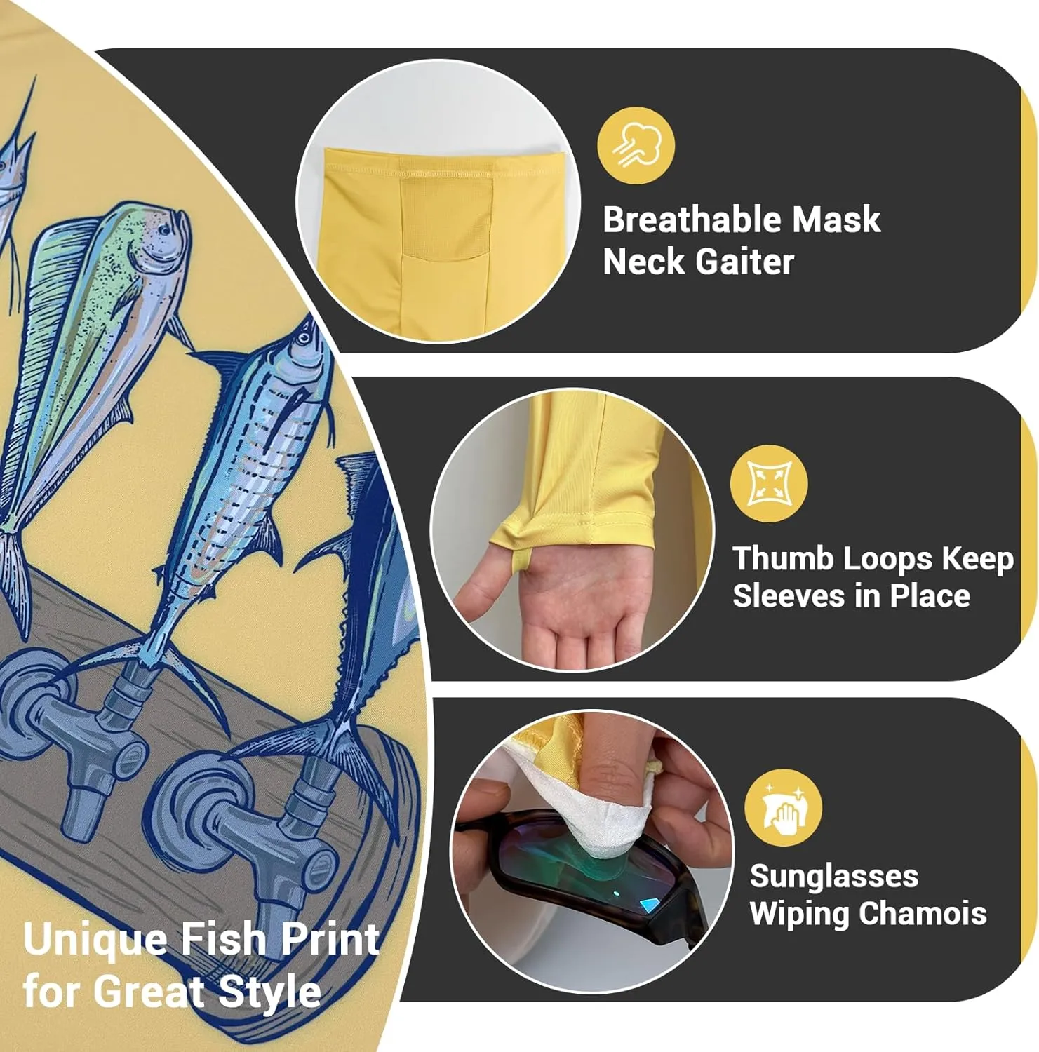 Palmyth Fishing Shirts for Men Long Sleeve UPF 50  Sun Protection Fishing Hoodie with UV Vented Neck Gaiter