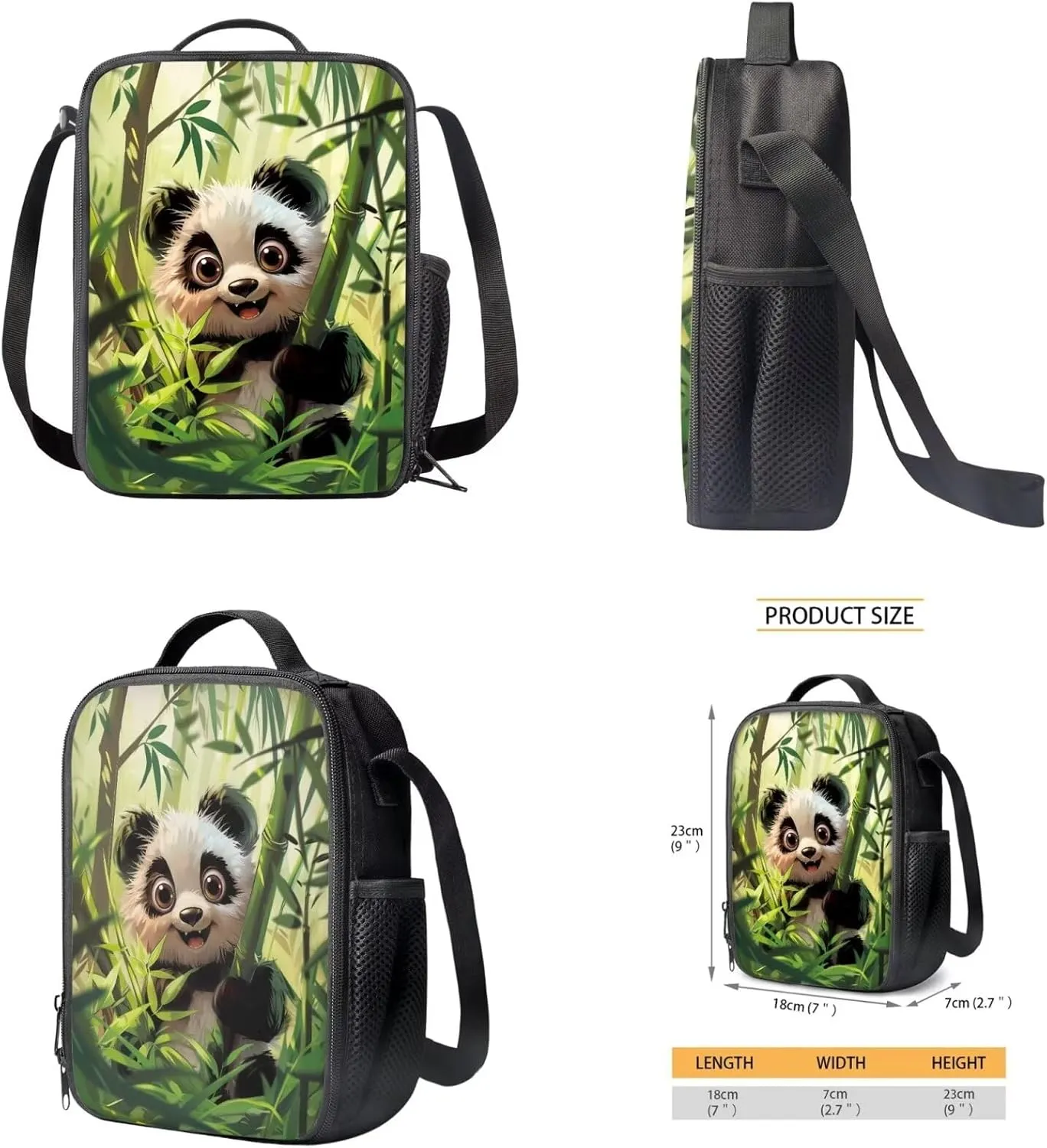 Panda Boys Backpacks Ages 8-12 with lunch Bag Large Capacity Bag for School for Boy Oil Proof Meal Prep Bag with Containers for Back to School Gifts