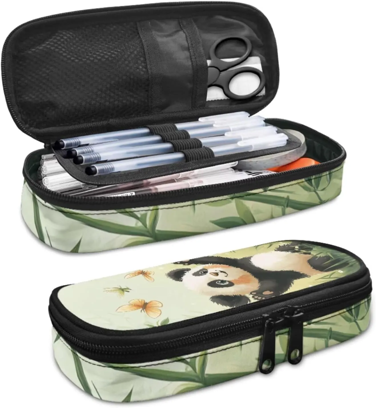 Panda Kids Backpack for Boys for Age 8-10 Back to School Cute School Bags with Lunch Bag Pencil Case and Keychain Lightweight Bookbags for 5Th Grade Girls Insulated Lunch Box