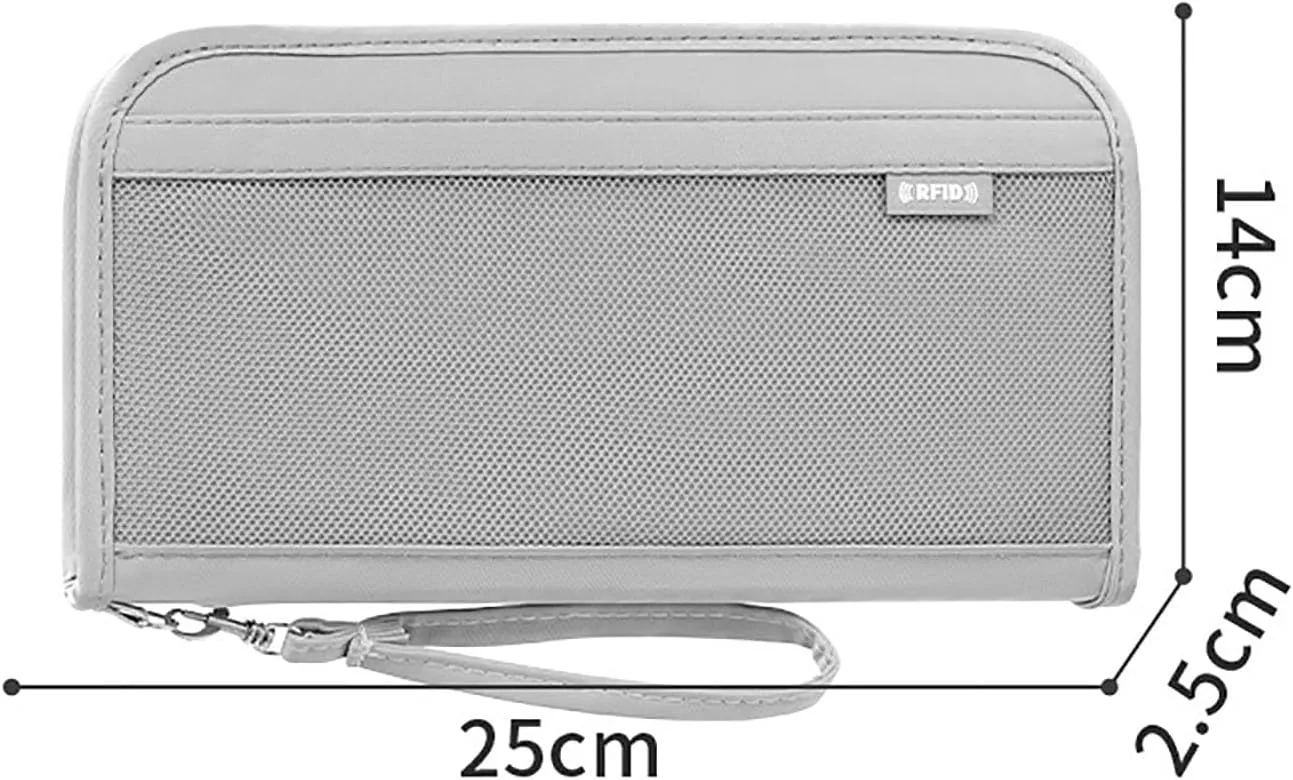 Passport Wallet,Multi-Function RFID Blocking Passport Holder, Document Organiser, Waterproof Family Travel Wallet Card Organiser for Men Women (Grey)