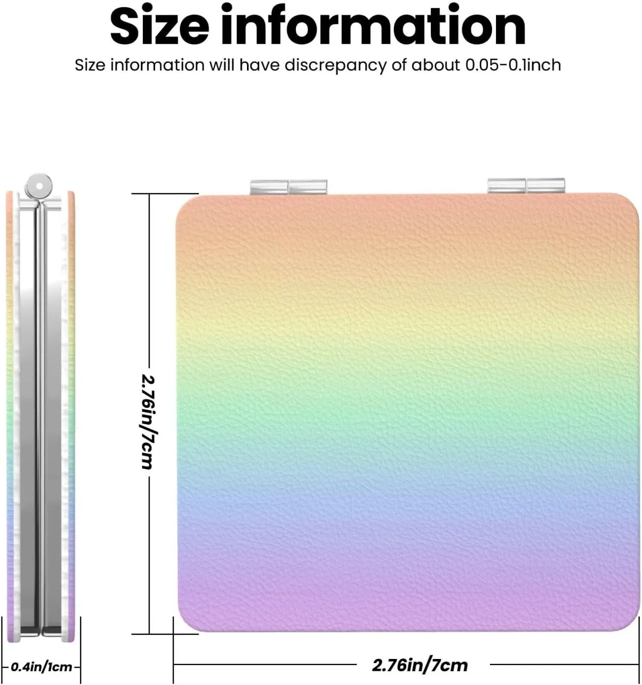 Pastel Rainbow Gradient Women Small Pocket Mirror Travel Cosmetic Mirror Folding Handheld Makeup Mirror