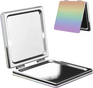 Pastel Rainbow Gradient Women Small Pocket Mirror Travel Cosmetic Mirror Folding Handheld Makeup Mirror