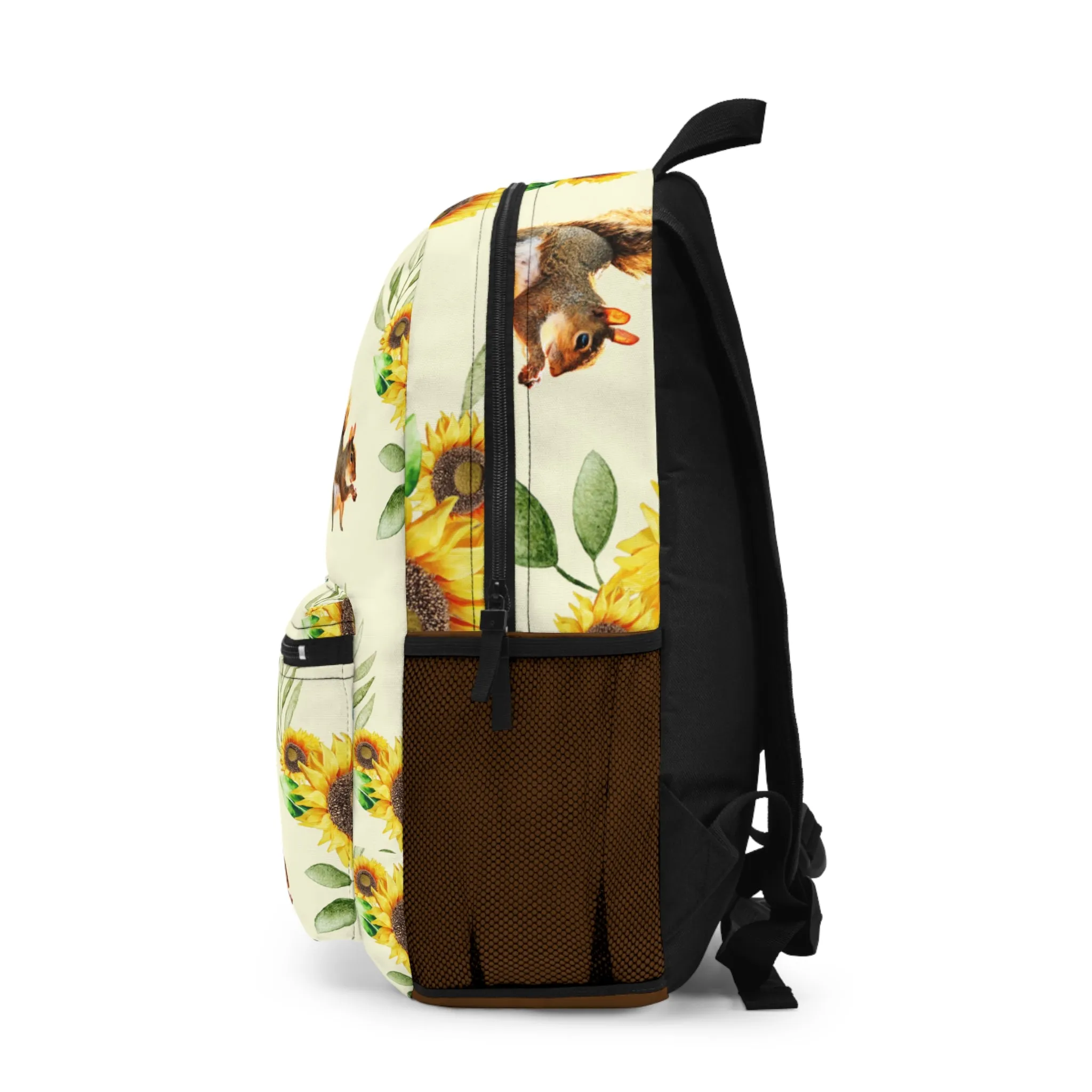 Pattern of Happy Squirrel and Sunflowers Backpack