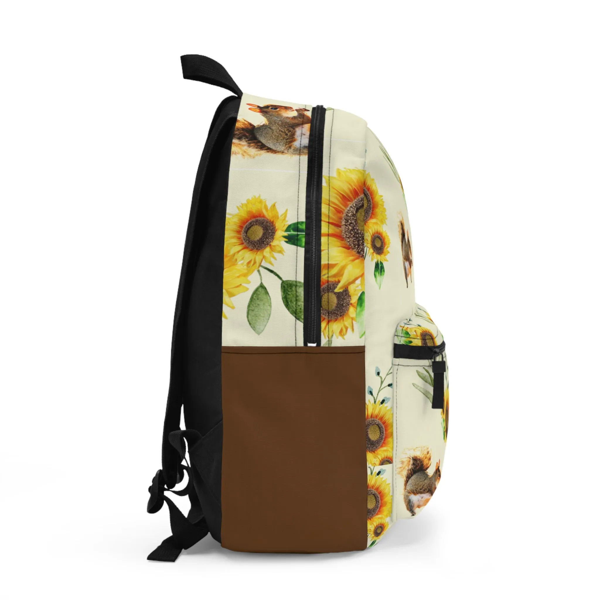 Pattern of Happy Squirrel and Sunflowers Backpack