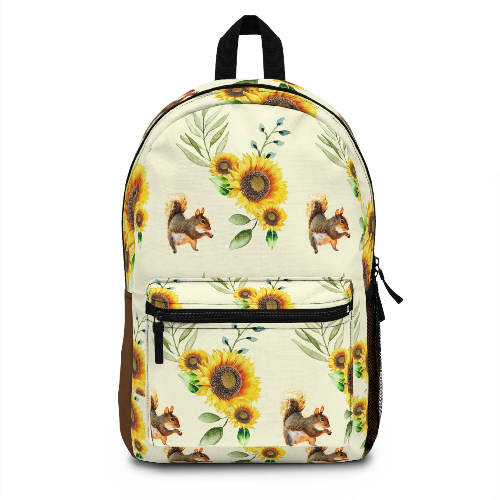 Pattern of Happy Squirrel and Sunflowers Backpack