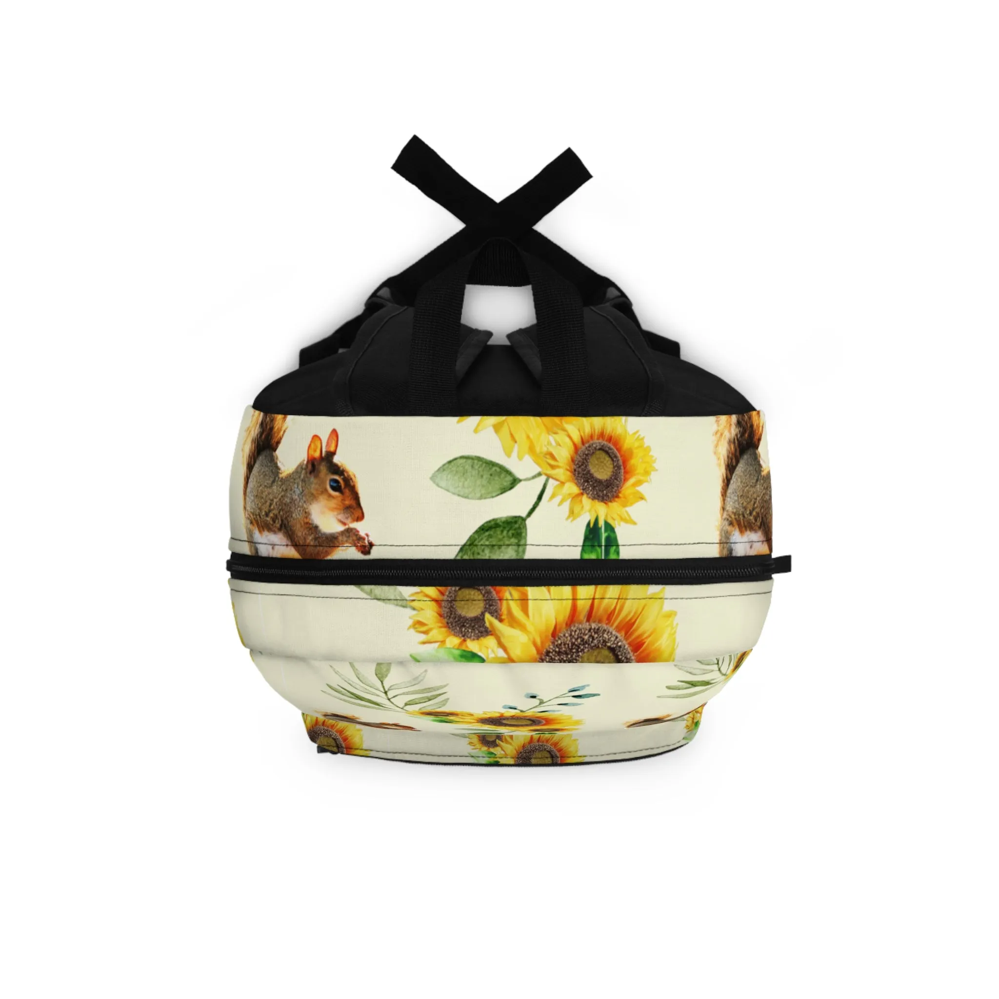 Pattern of Happy Squirrel and Sunflowers Backpack