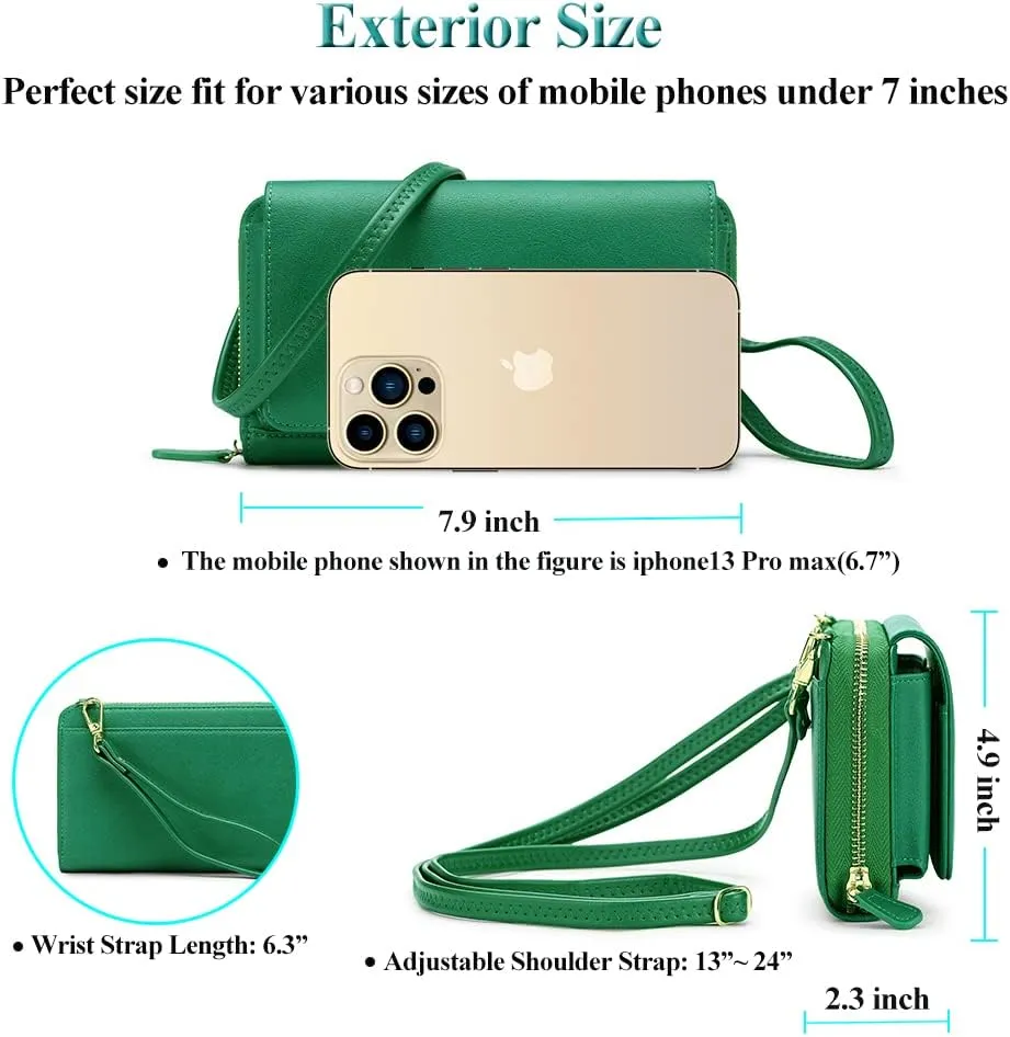 Peacocktion Women Wallet Purse Card Holder with RFID, Large Capacity Crossbody Wristlet Clutch 2 Straps