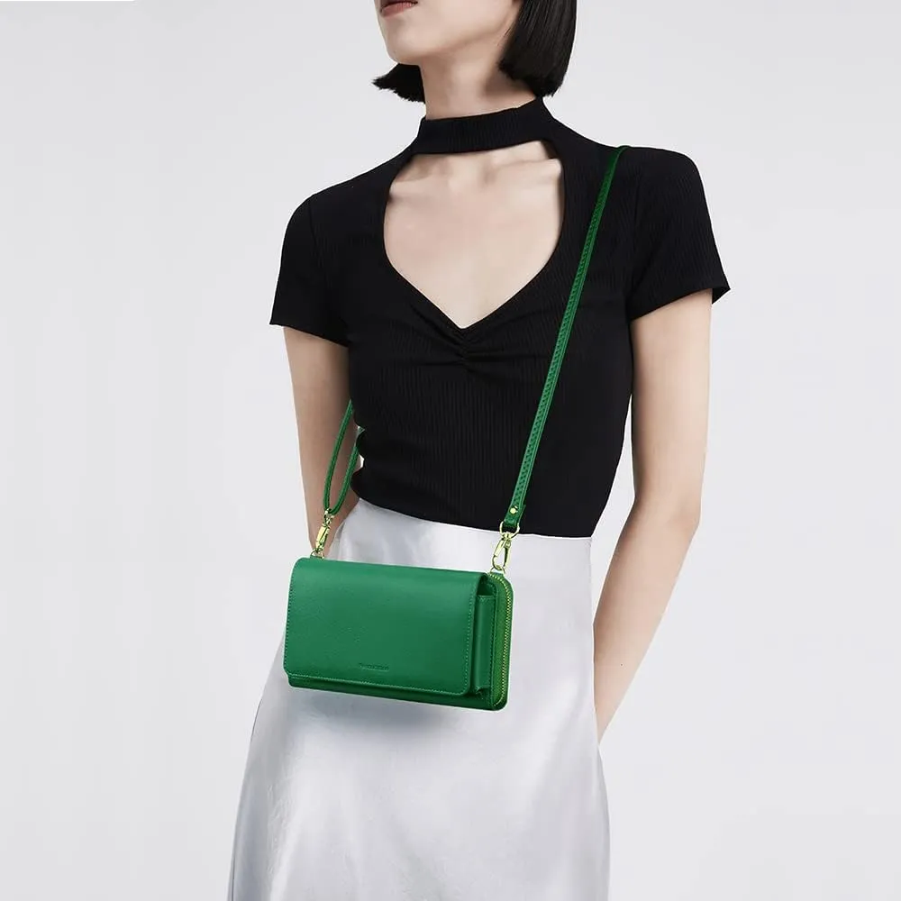Peacocktion Women Wallet Purse Card Holder with RFID, Large Capacity Crossbody Wristlet Clutch 2 Straps