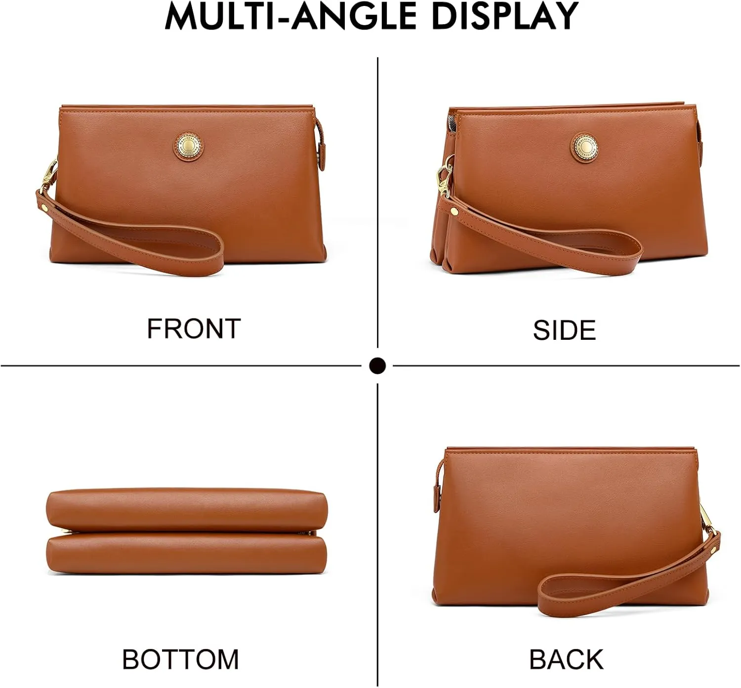 Peacocktion Wristlet Clutch Purses for Women, Leather RFID Wristlet Wallets for Women with Zipper, Travel Purse