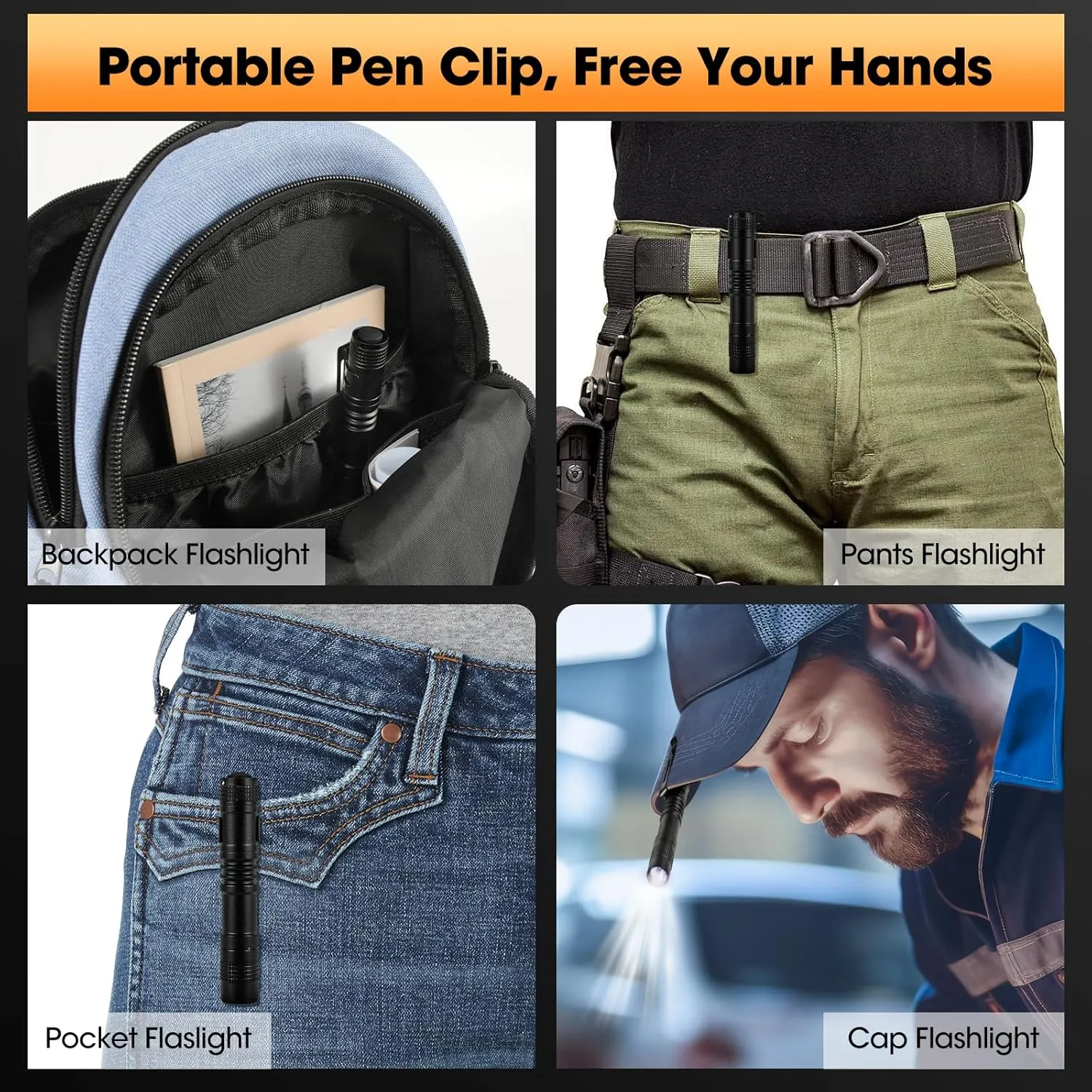 Pen Light Flashlight 10 PCS, LED Pocket Small Flashlight Torch with Clip, Mini Penlight Handheld Insepction Lights for Oudoor Camping Emergency