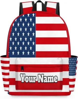 Personalized 4th Of July Preschool Toddler Backpack for Boys Girls Custom Kids Name Small Bookbags Kindergarten Elementary Backpack, American Flag