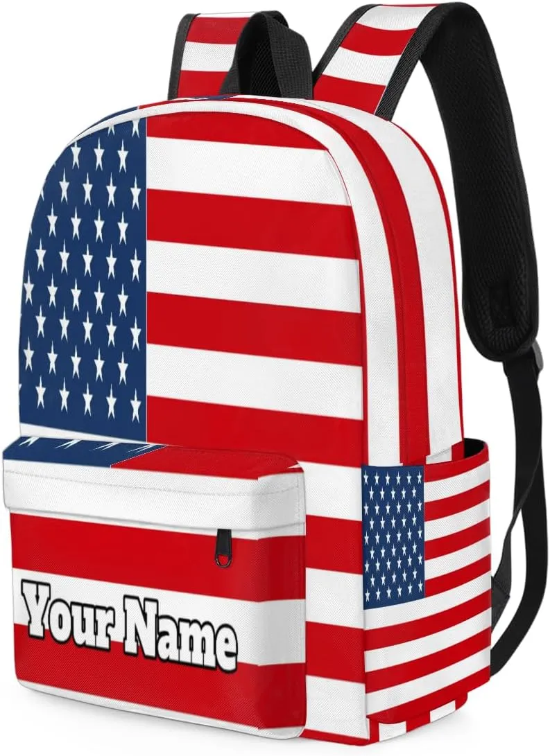 Personalized 4th Of July Preschool Toddler Backpack for Boys Girls Custom Kids Name Small Bookbags Kindergarten Elementary Backpack, American Flag