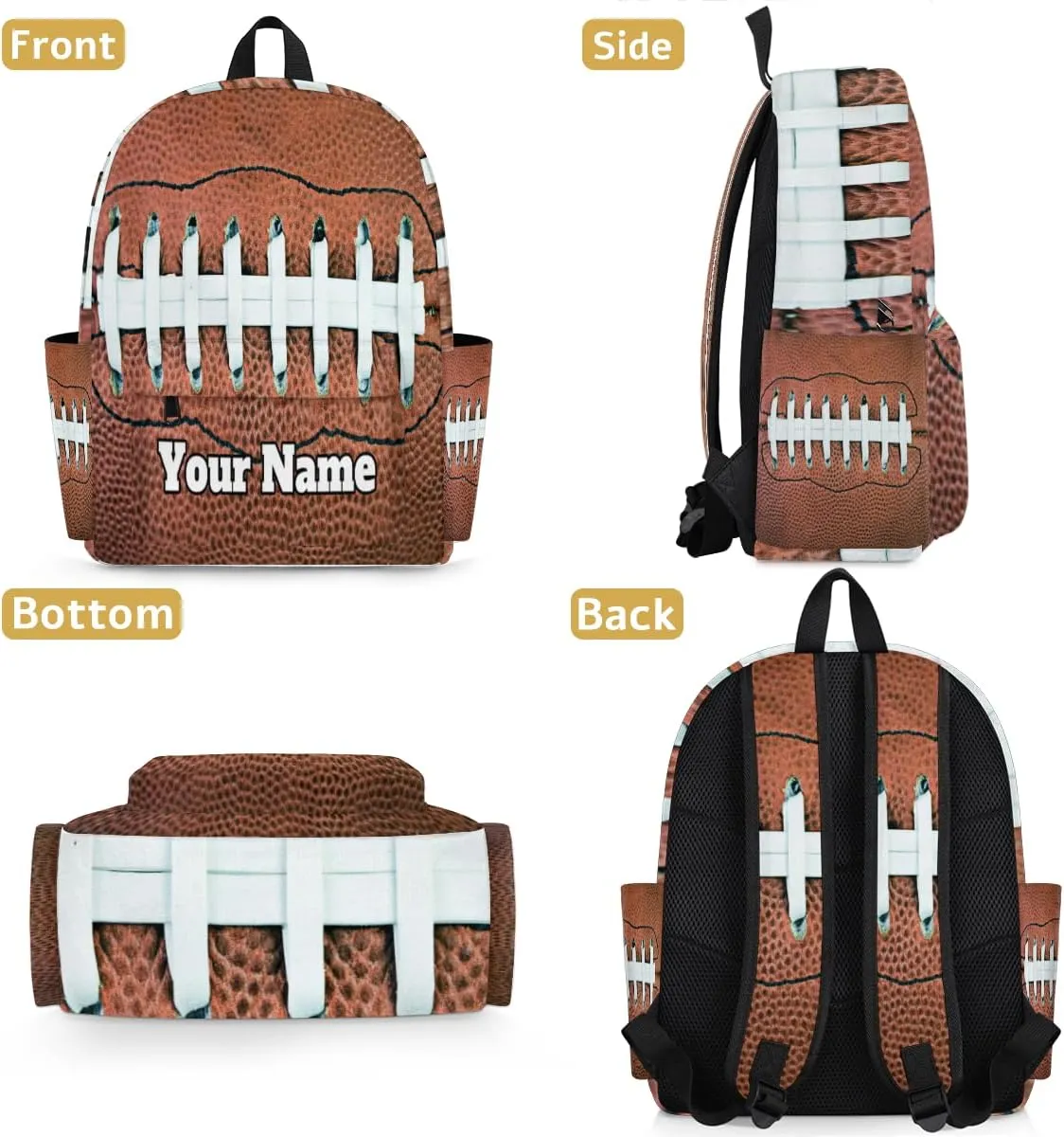 Personalized American Football Preschool Toddler Backpack for Boys Girls Custom Kids Name Small Bookbags Kindergarten Elementary Backpack, Rugby Football