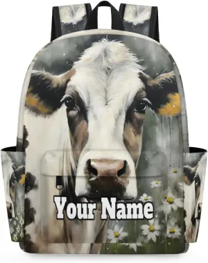 Personalized Animal Cow Preschool Toddler Backpack for Boys Girls Custom Kids Name Small Bookbags Kindergarten Elementary Backpack, Cow