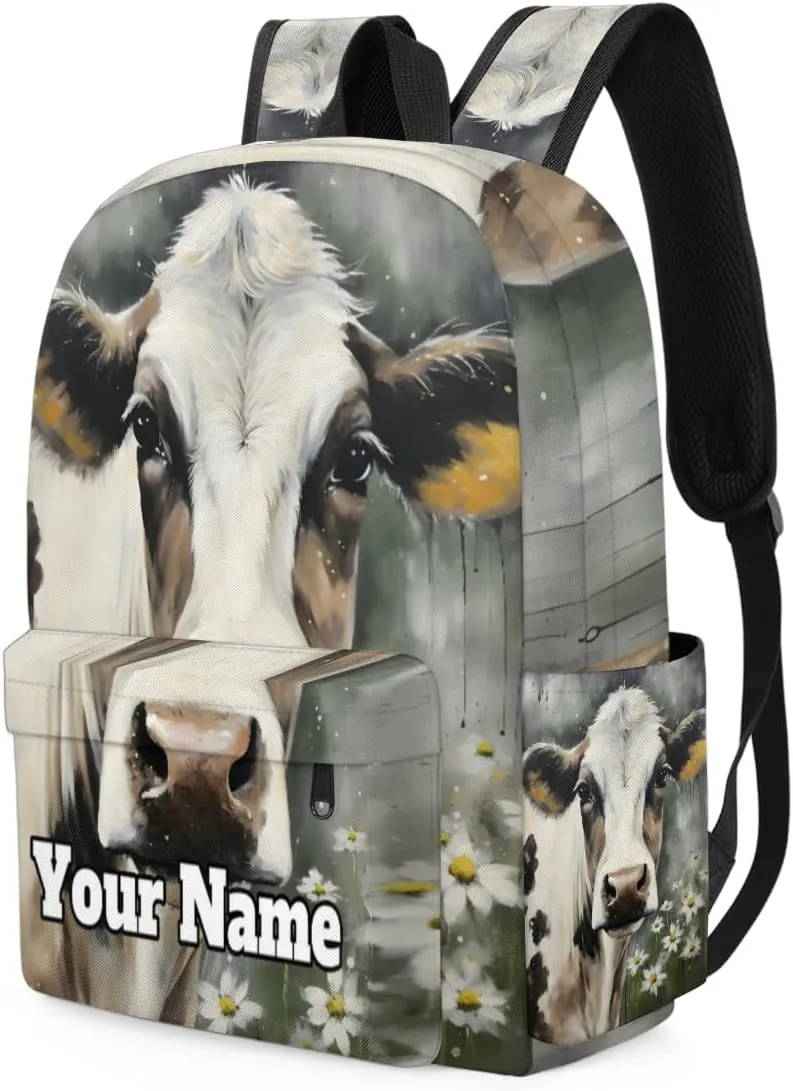 Personalized Animal Cow Preschool Toddler Backpack for Boys Girls Custom Kids Name Small Bookbags Kindergarten Elementary Backpack, Cow