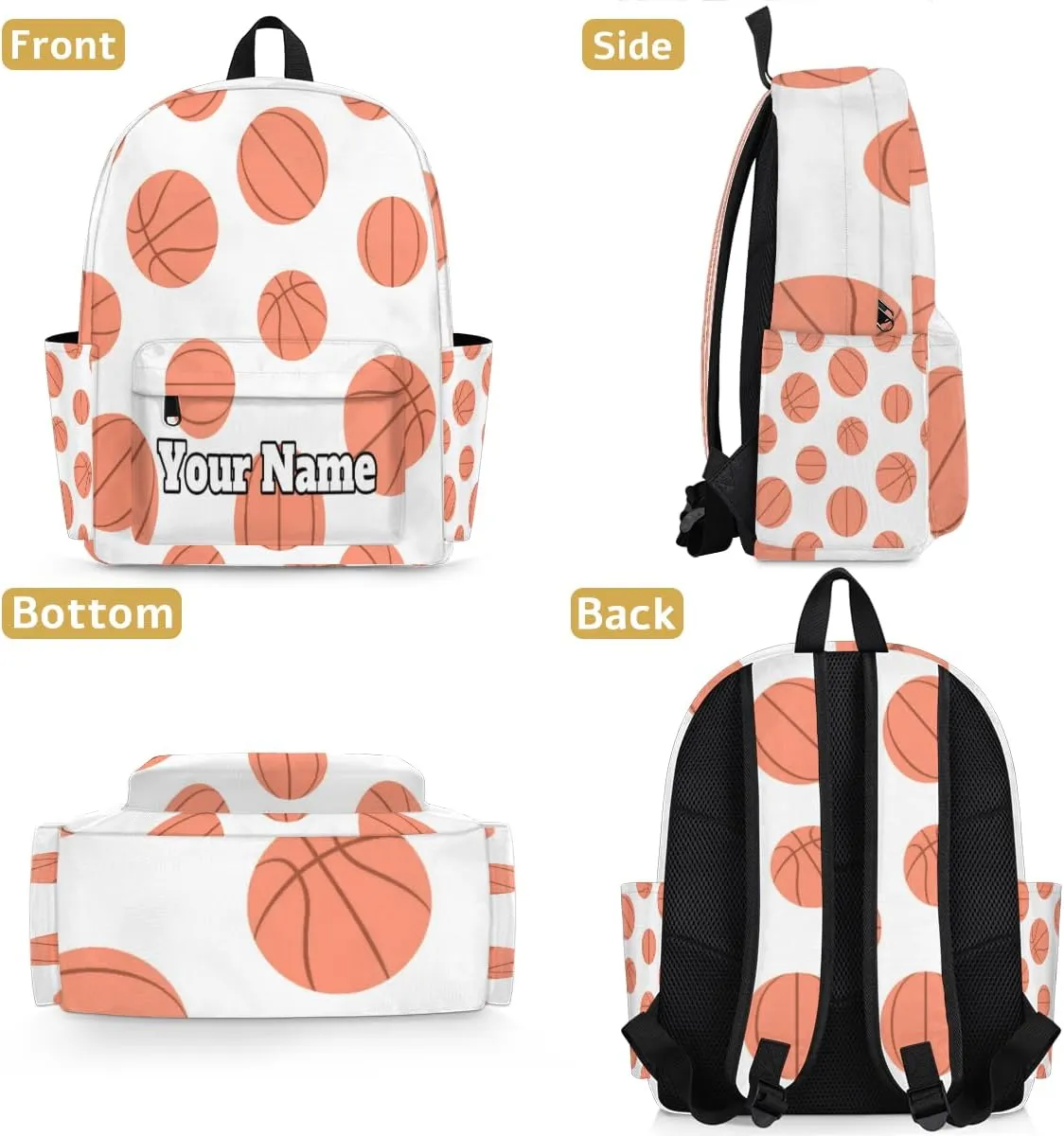 Personalized Basketball Preschool Toddler Backpack for Boys Girls Custom Kids Name Small Bookbags Kindergarten Elementary Backpack, Basketball Pattern