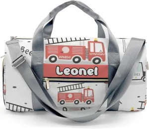 Personalized Beep Wroom Fire Truck Duffel Bag,Customized Sport Player Travel Bag for Gifts