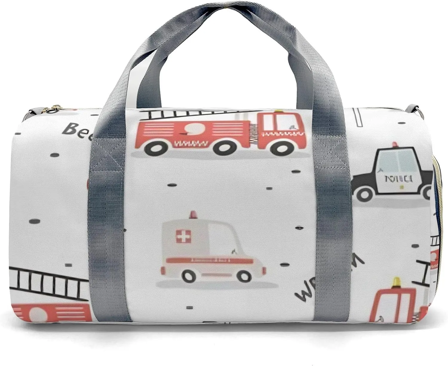 Personalized Beep Wroom Fire Truck Duffel Bag,Customized Sport Player Travel Bag for Gifts