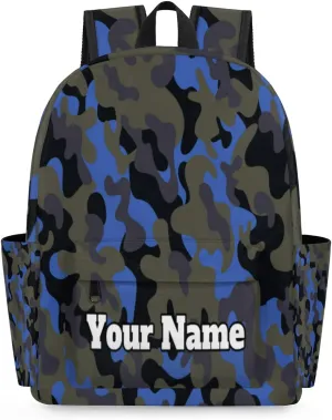 Personalized Blue Camo Preschool Toddler Backpack for Boys Girls Custom Kids Name Small Bookbags Kindergarten Elementary Backpack, Camo