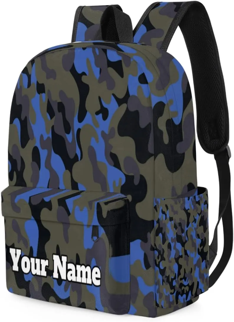 Personalized Blue Camo Preschool Toddler Backpack for Boys Girls Custom Kids Name Small Bookbags Kindergarten Elementary Backpack, Camo