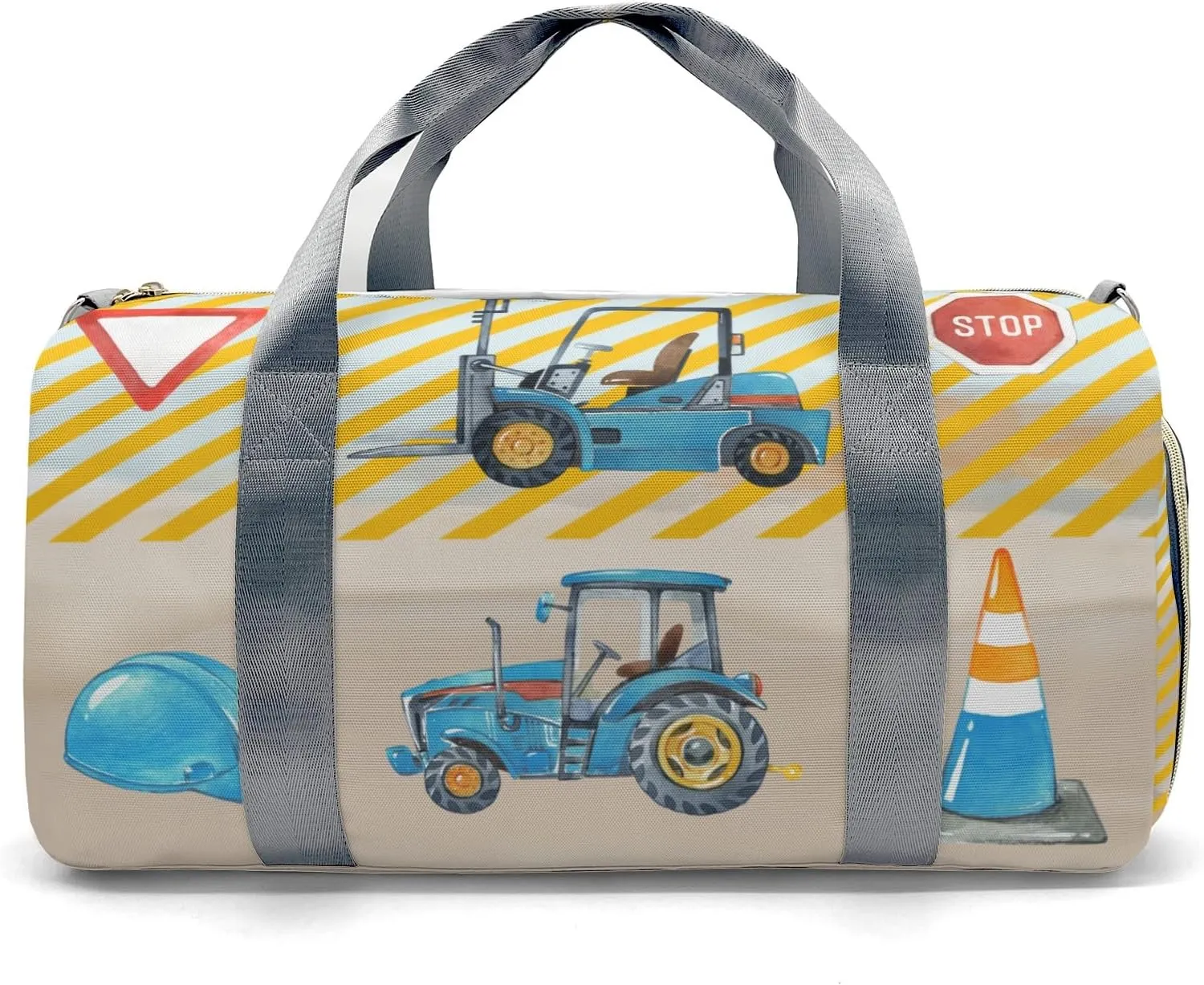 Personalized Bulldozer Truck Duffel Bag,Customized Sport Player Travel Bag for Gifts