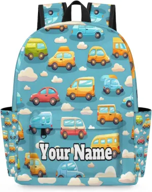 Personalized Cars Preschool Toddler Backpack for Boys Girls Custom Kids Name Small Bookbags Kindergarten Elementary Backpack, Truck