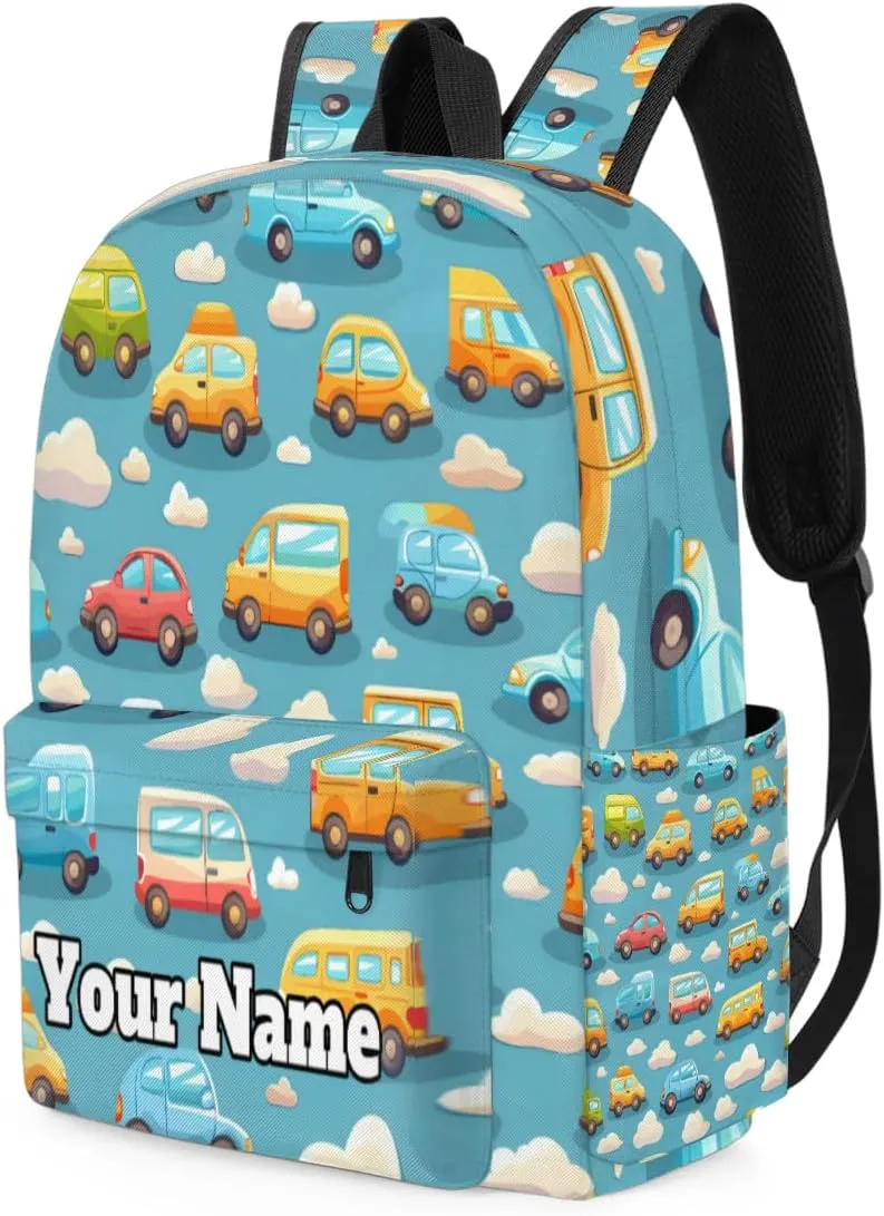 Personalized Cars Preschool Toddler Backpack for Boys Girls Custom Kids Name Small Bookbags Kindergarten Elementary Backpack, Truck