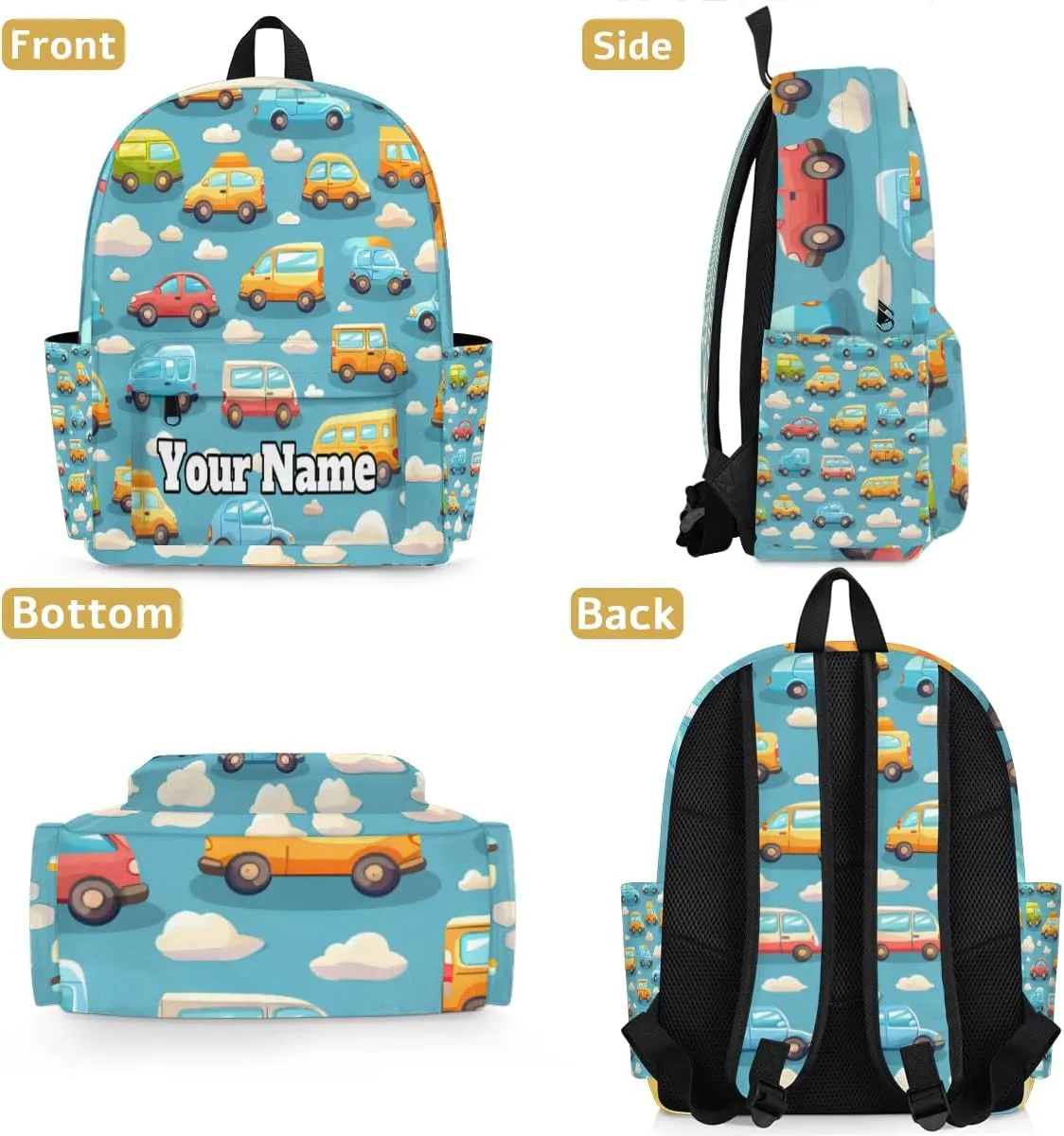 Personalized Cars Preschool Toddler Backpack for Boys Girls Custom Kids Name Small Bookbags Kindergarten Elementary Backpack, Truck