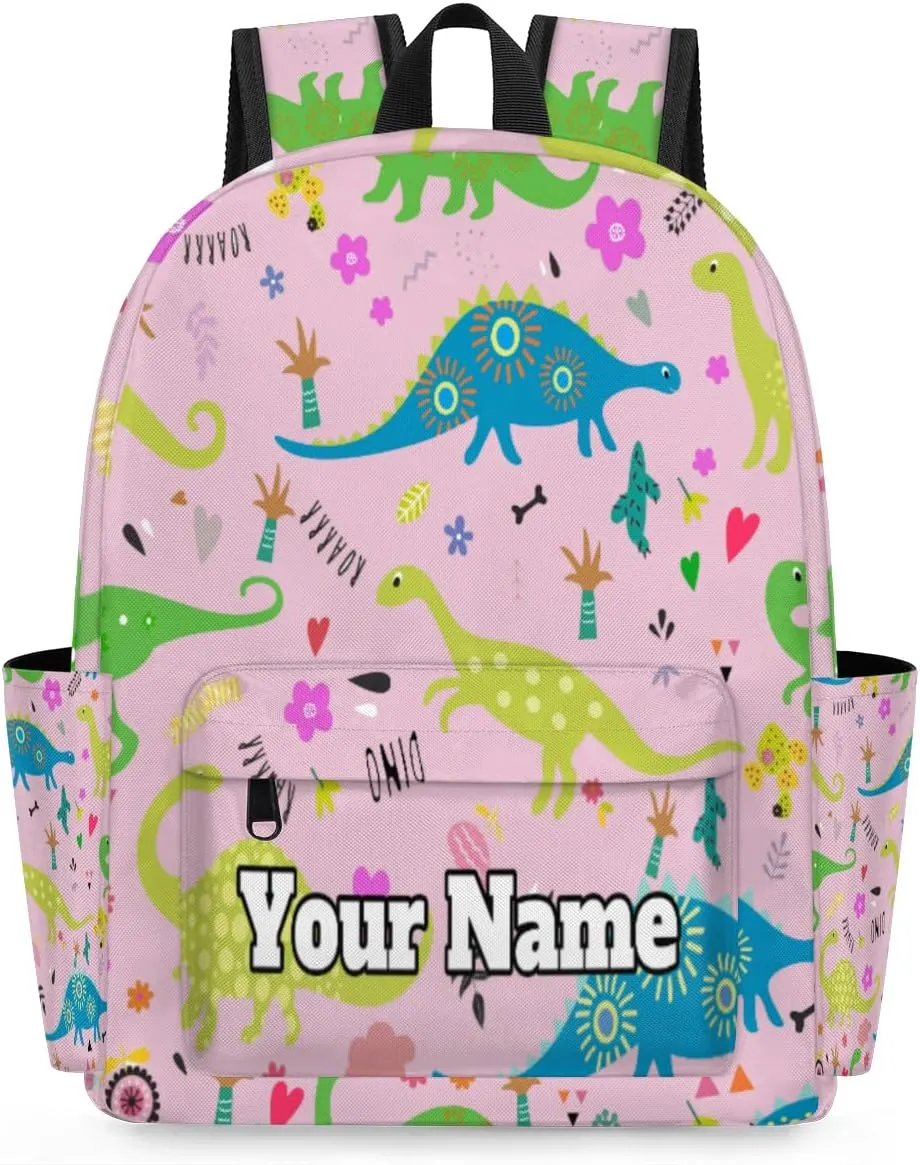 Personalized Cartoon Dinosaur Preschool Toddler Backpack for Boys Girls Custom Kids Name Small Bookbags Kindergarten Elementary Backpack, Watercolor Dinosaurs