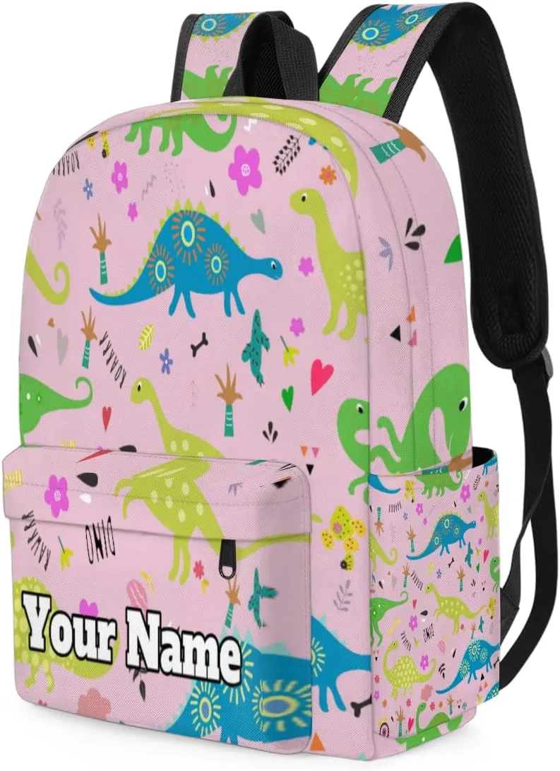 Personalized Cartoon Dinosaur Preschool Toddler Backpack for Boys Girls Custom Kids Name Small Bookbags Kindergarten Elementary Backpack, Watercolor Dinosaurs