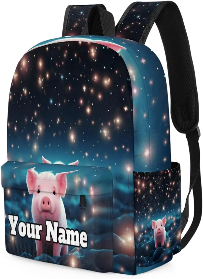 Personalized Cartoon Pig Preschool Toddler Backpack for Boys Girls Custom Kids Name Small Bookbags Kindergarten Elementary Backpack, Cute Pig
