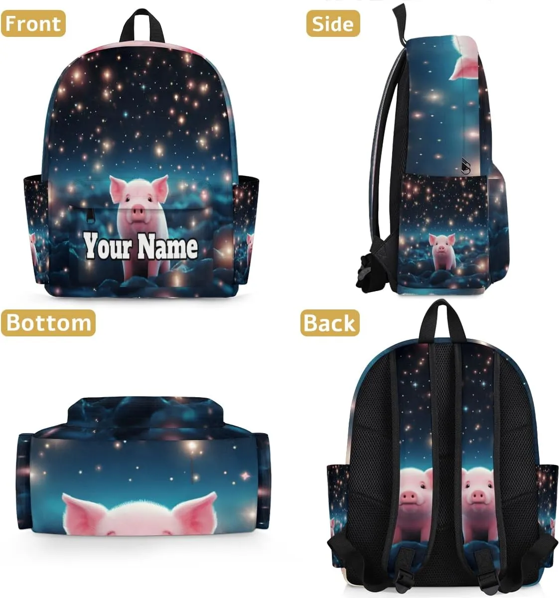 Personalized Cartoon Pig Preschool Toddler Backpack for Boys Girls Custom Kids Name Small Bookbags Kindergarten Elementary Backpack, Cute Pig