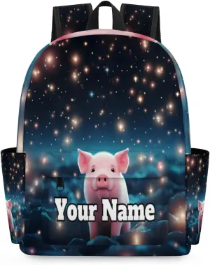 Personalized Cartoon Pig Preschool Toddler Backpack for Boys Girls Custom Kids Name Small Bookbags Kindergarten Elementary Backpack, Cute Pig